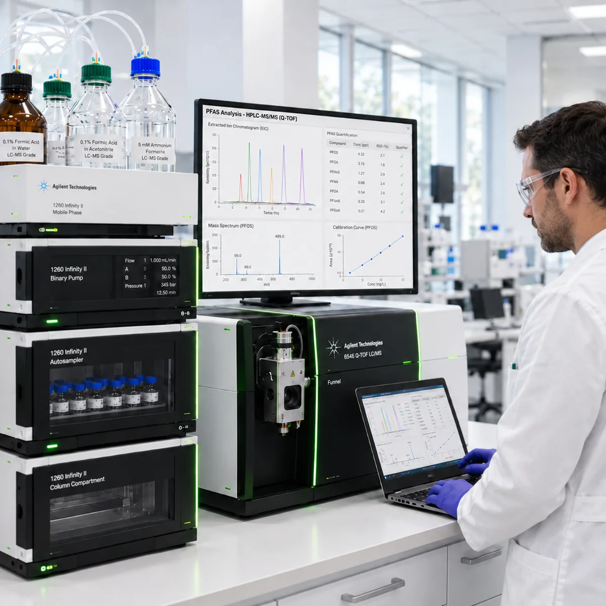 Mass spectrometer analysing PFAS samples