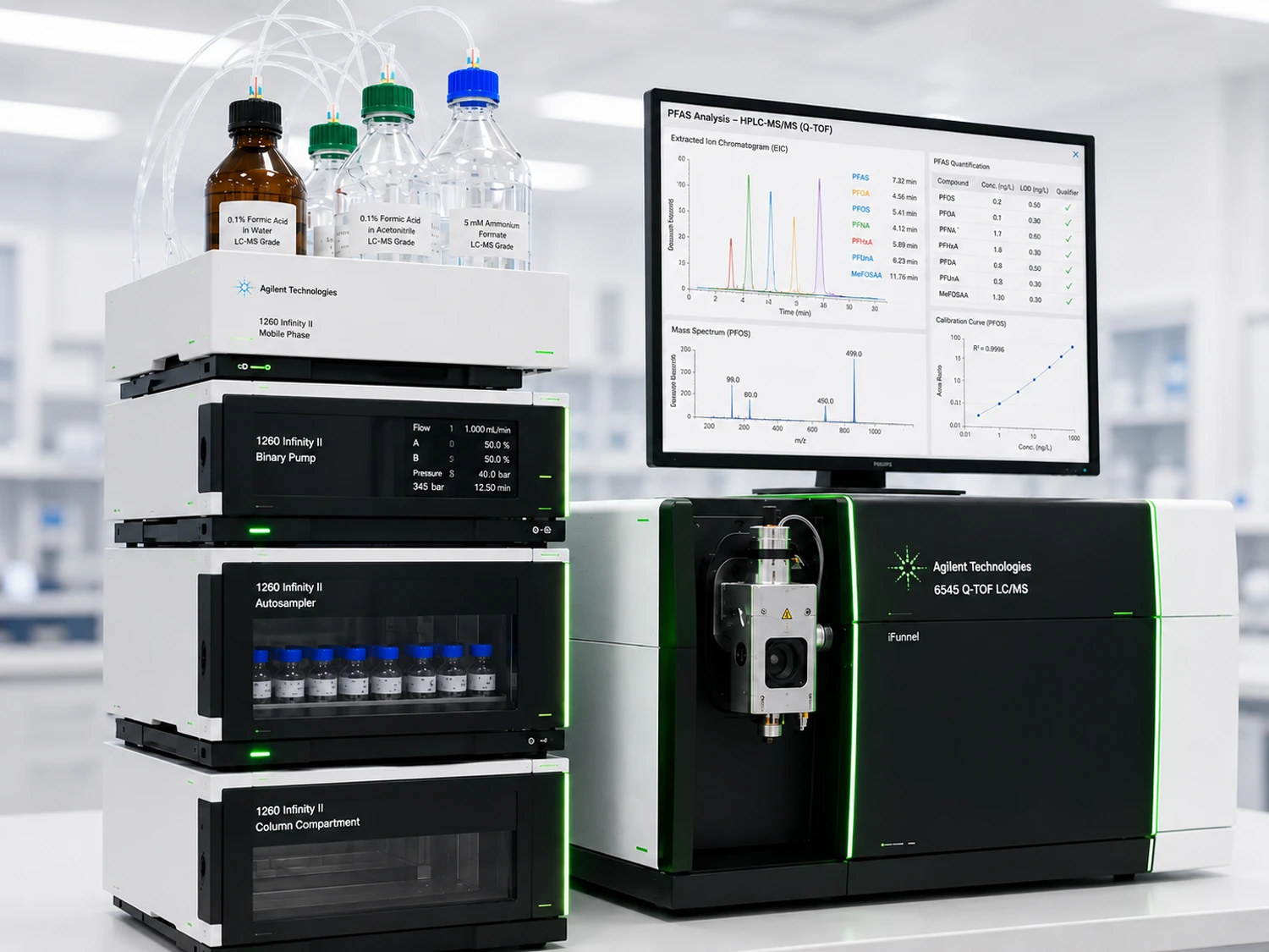 Agilent LC-MS/MS mass spectrometer running a PFAS analysis